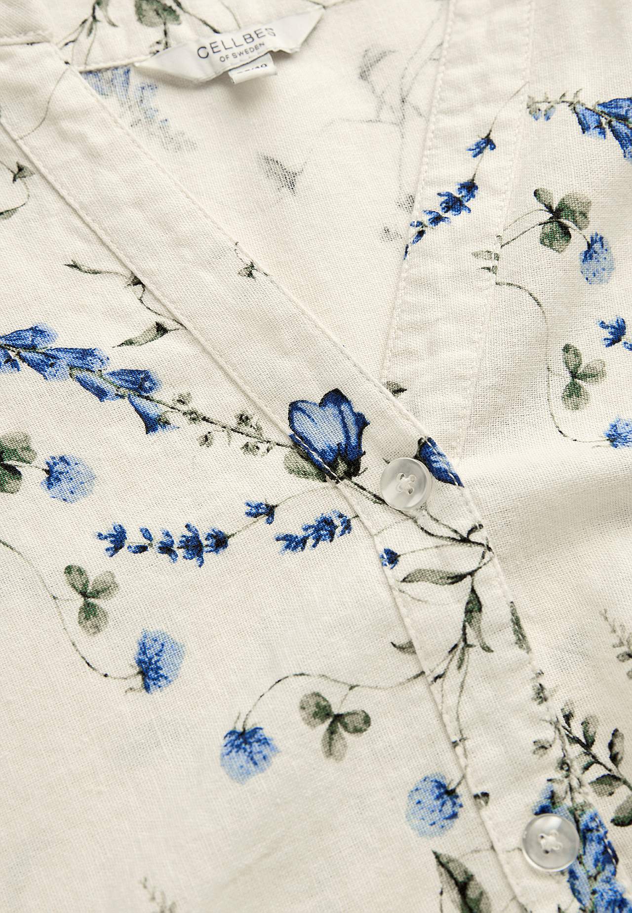 Květinová lněná tunika s knoflíky