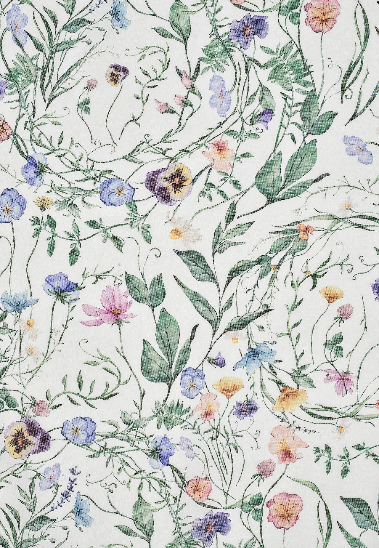 Záclonka s páskou v různé délce s květinovým vzorem