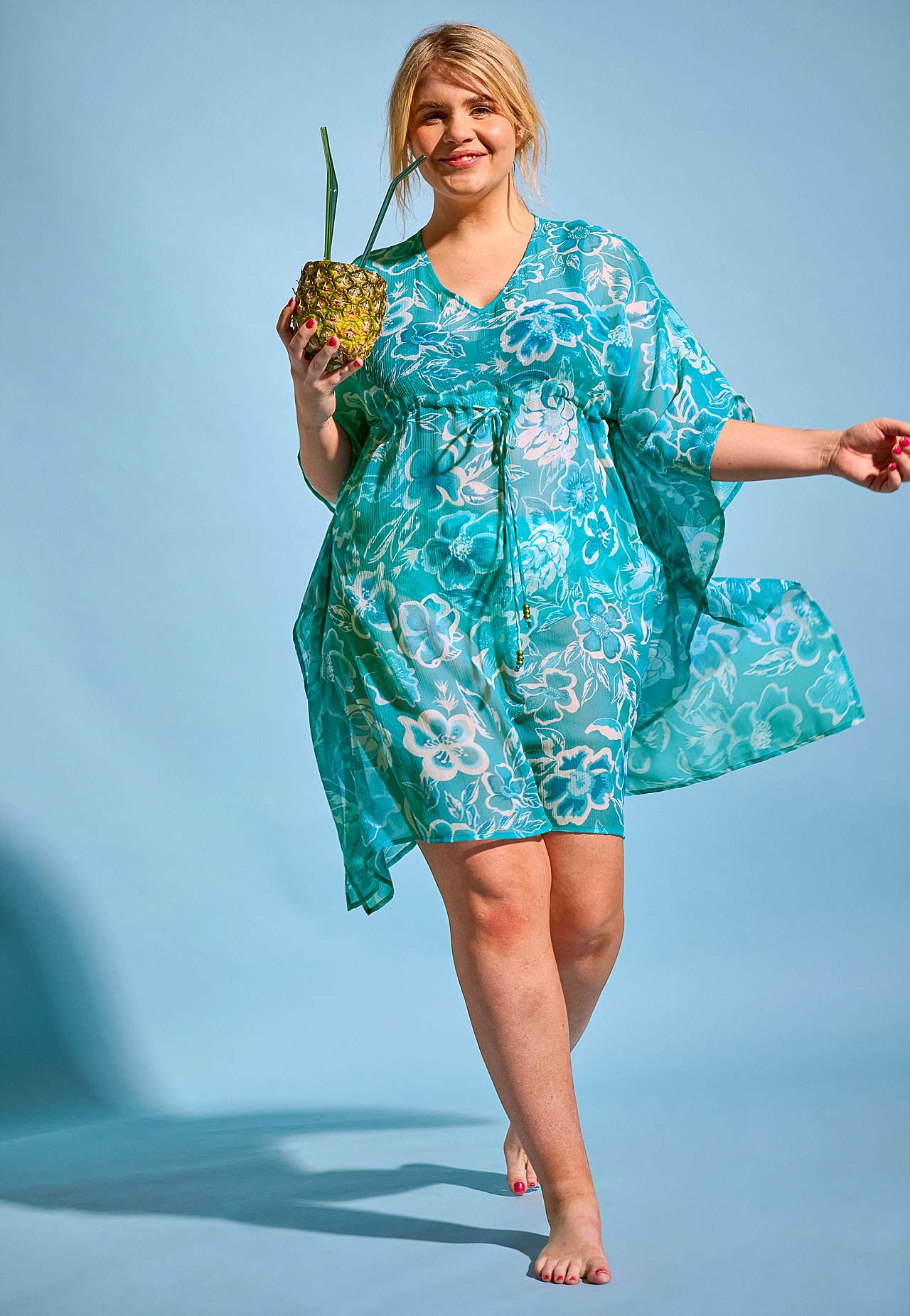 Plážový kaftan s květinovým vzorem