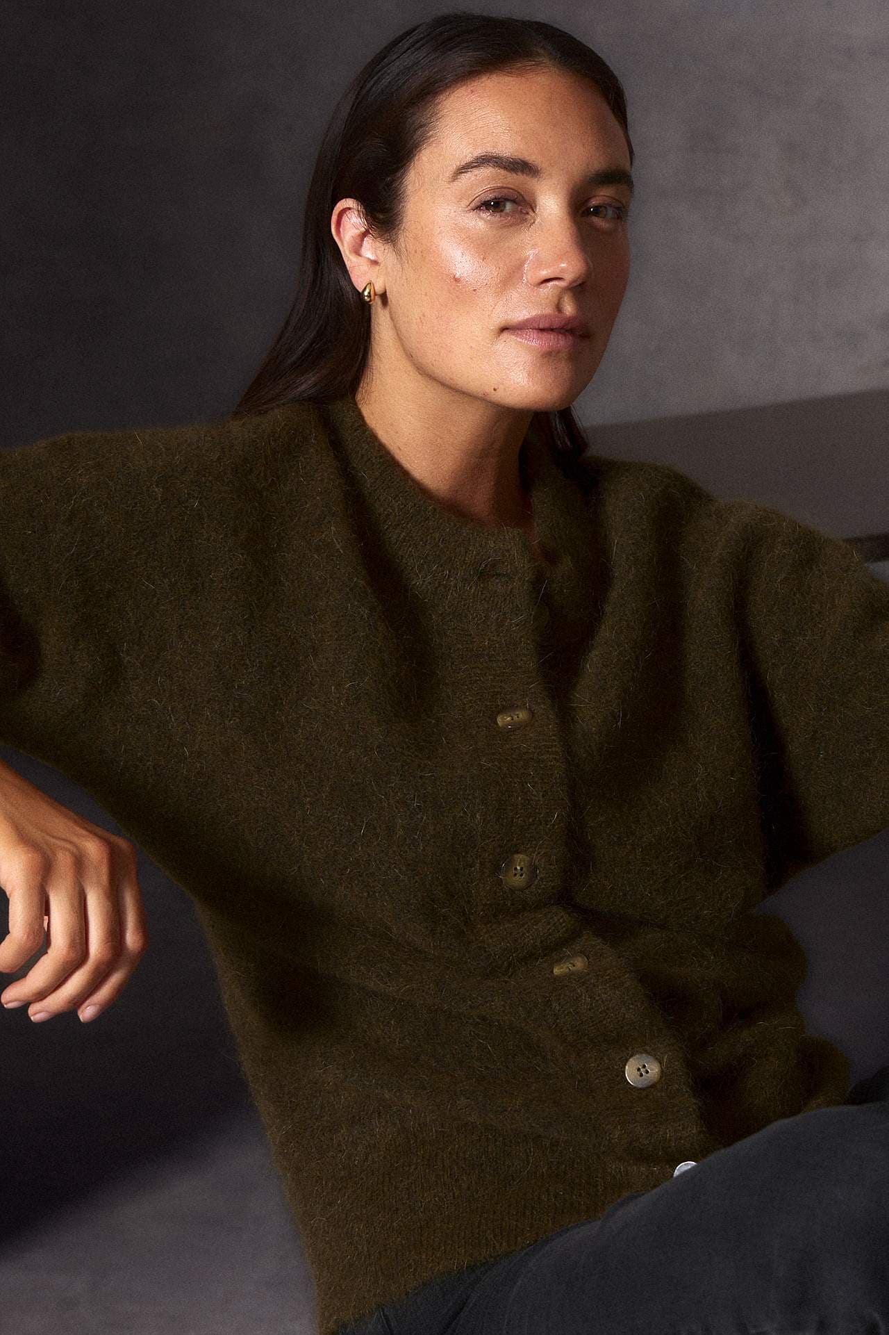 Kardigan Premium ze směsi mohéru a vlny