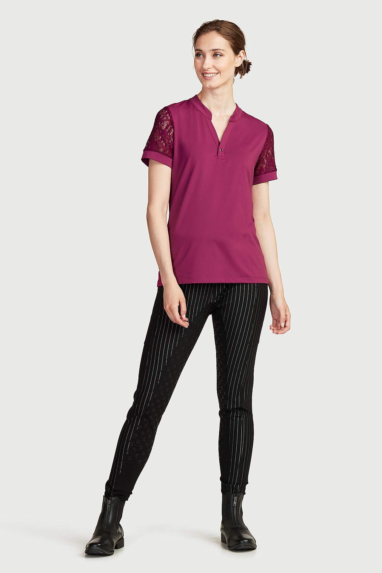 Kostkované jezdecké kalhoty s plným vyztužením