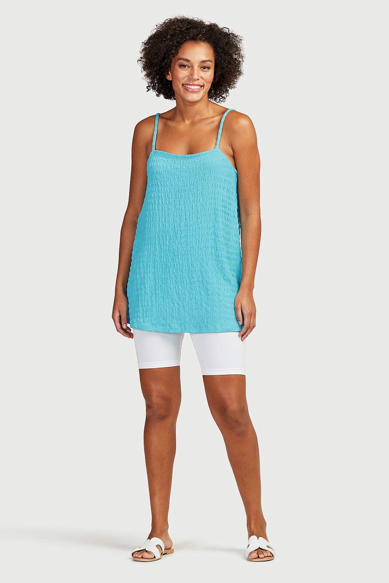 Dlouhý žerzejový top s tenkými ramínky