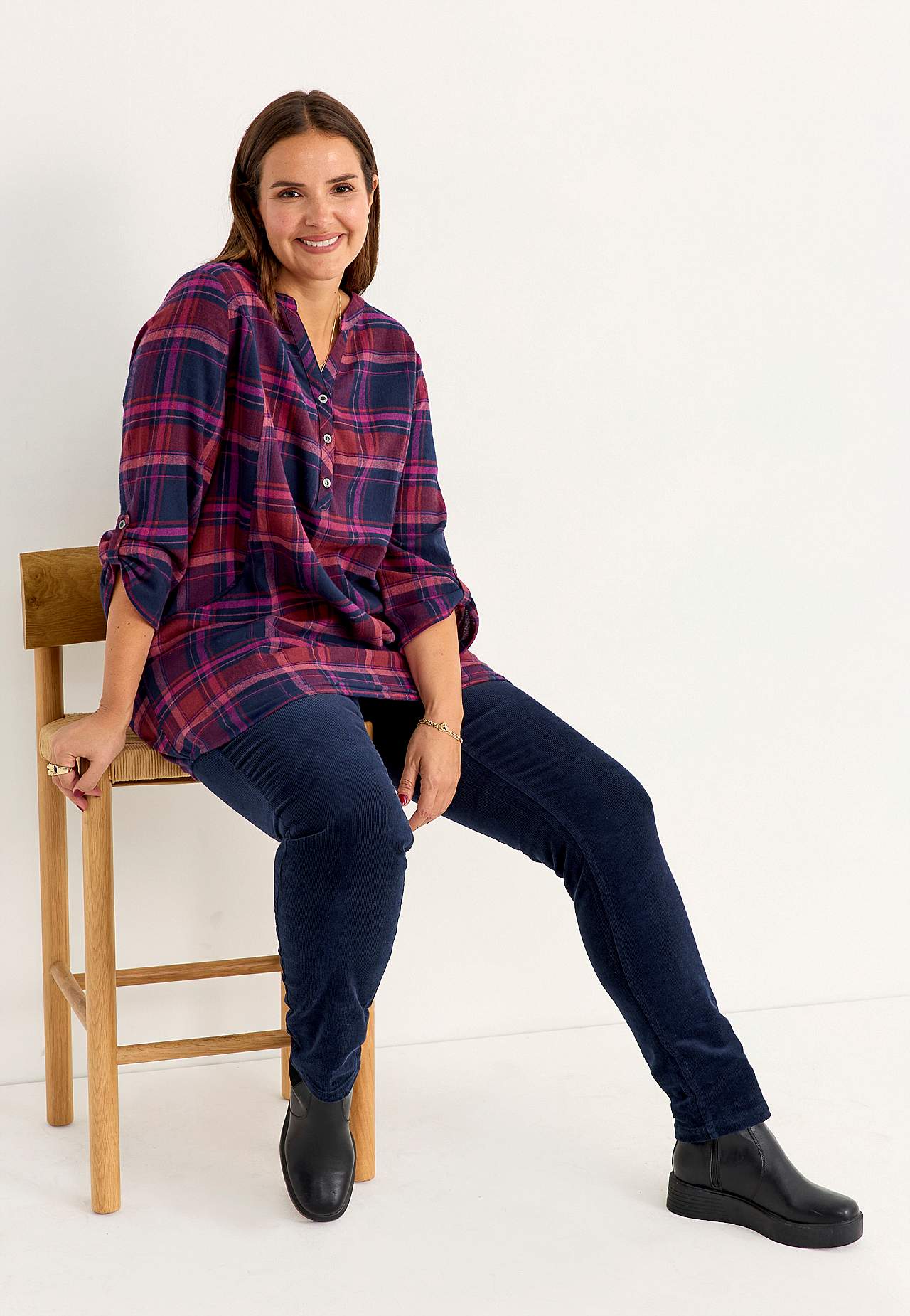 Mřížkovaná tunika z flanelu