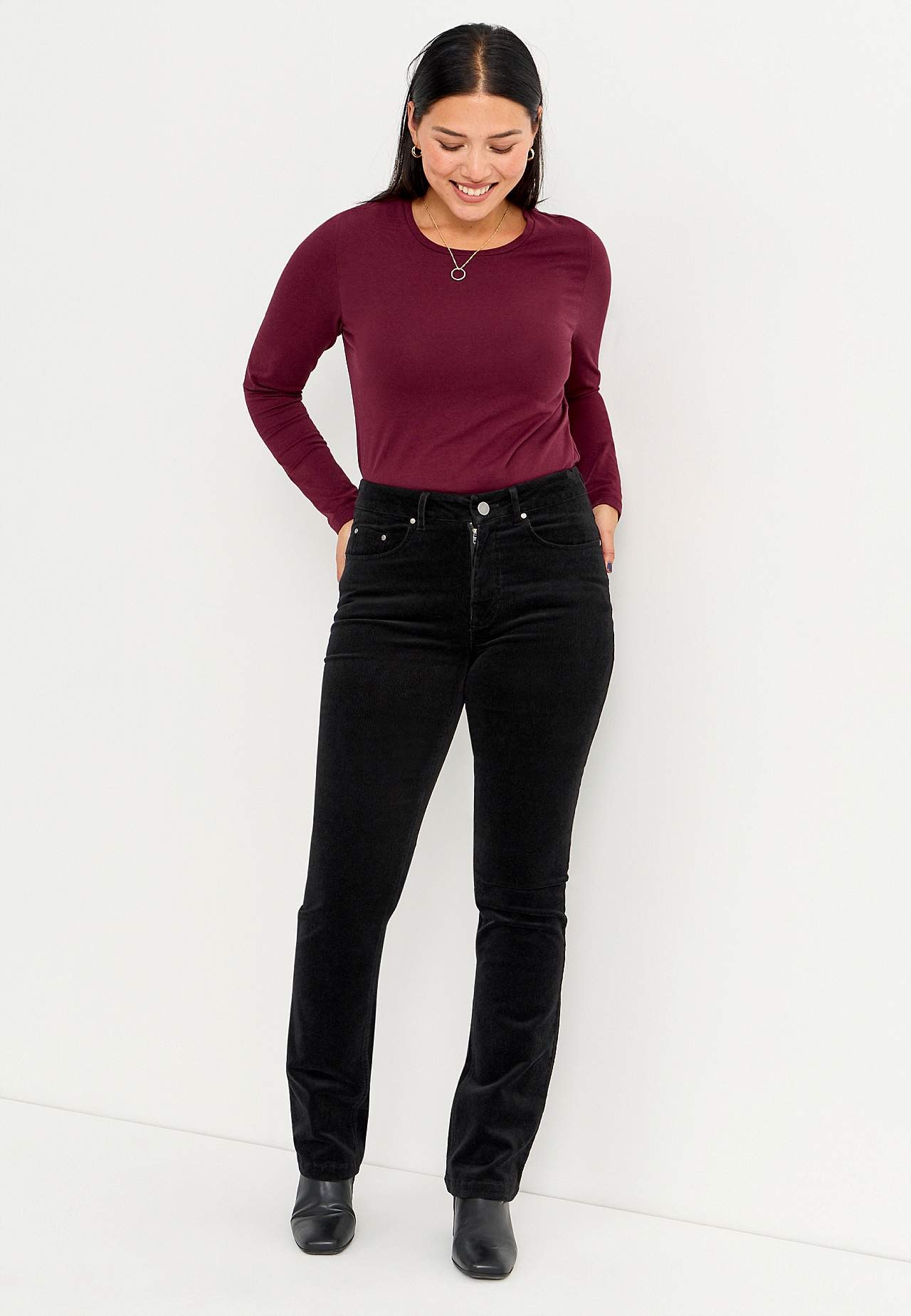 Roztažitelné manšestrové kalhoty