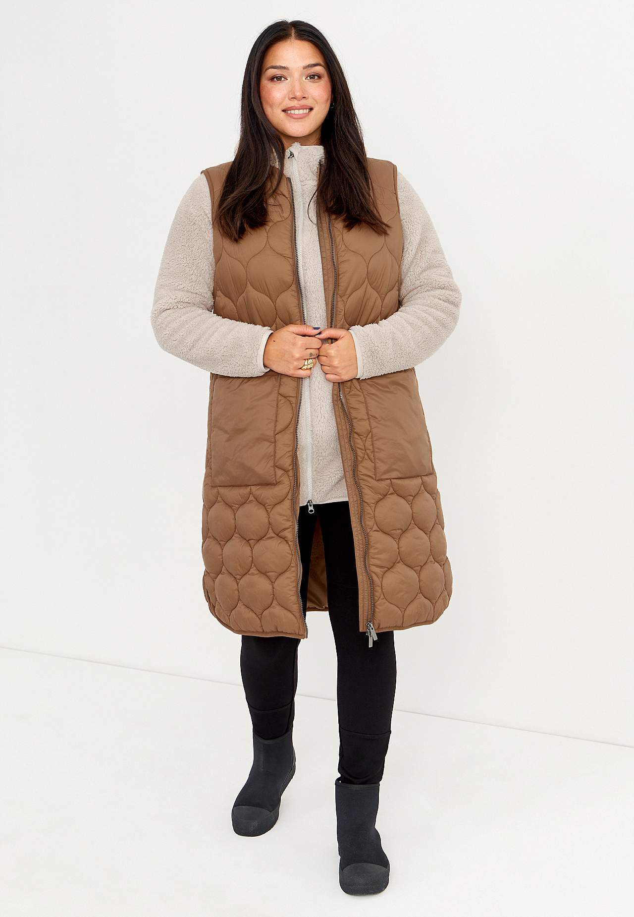 Pohodlná flaušová bunda s kapucí