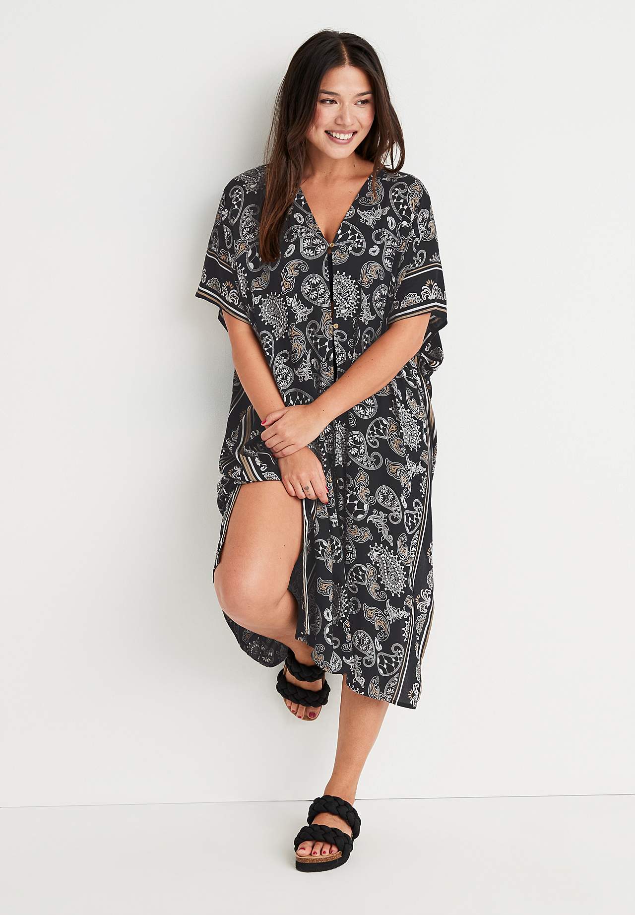 Plážový kaftan s knoflíky