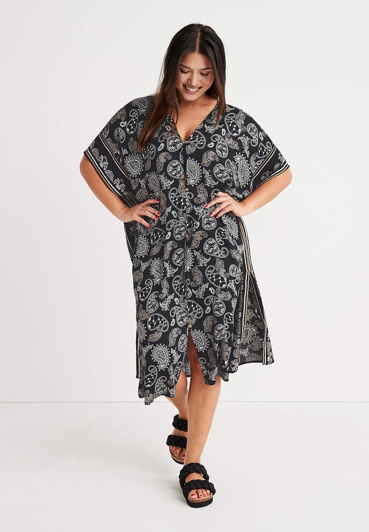 Plážový kaftan s knoflíky