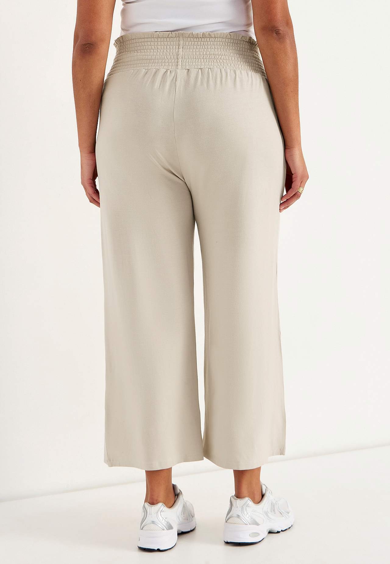 Měkké žerzejové kalhoty s ozdobně nabíraným elastickým pasem Liv