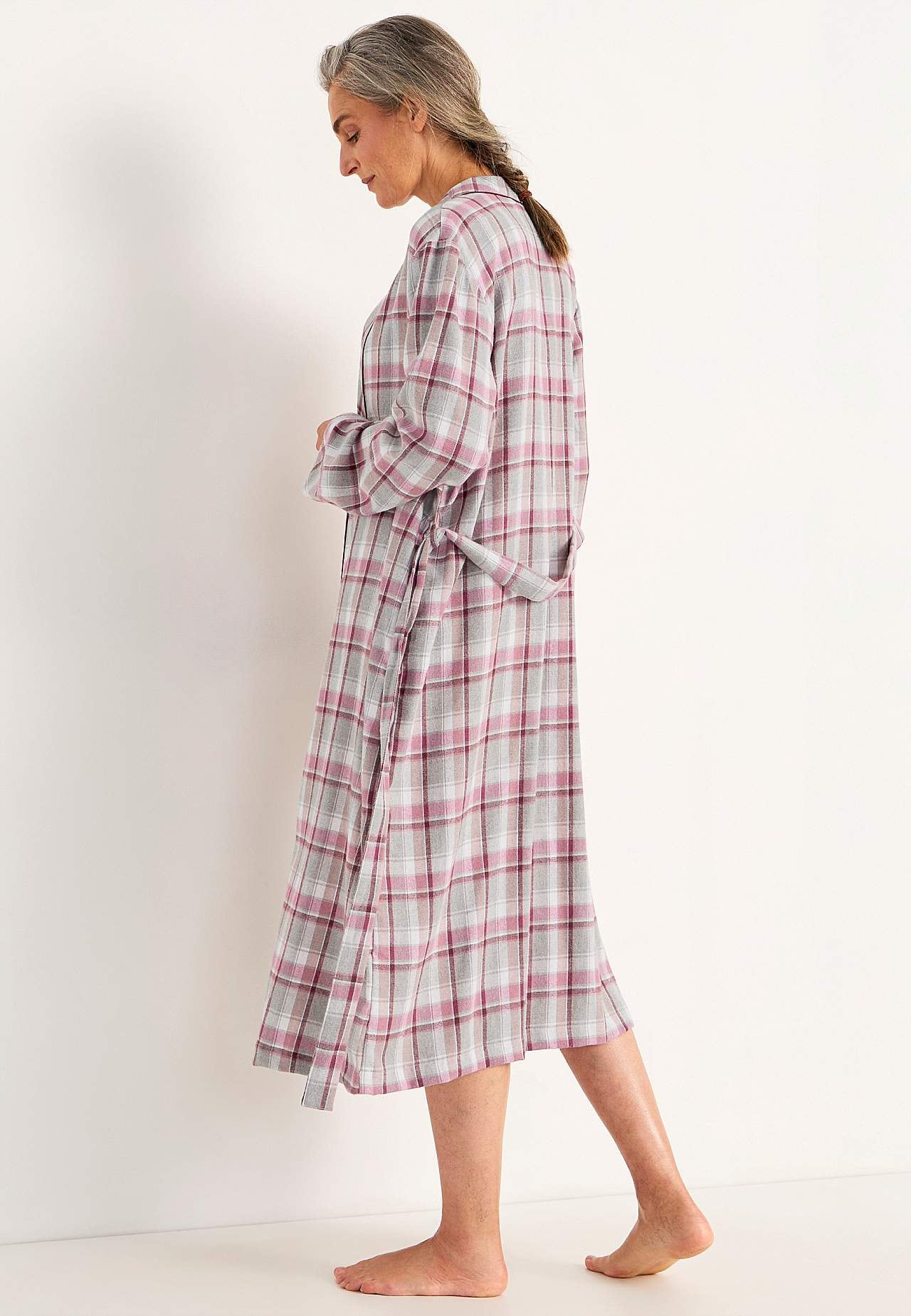 Mřížkovaný župan z flanelu