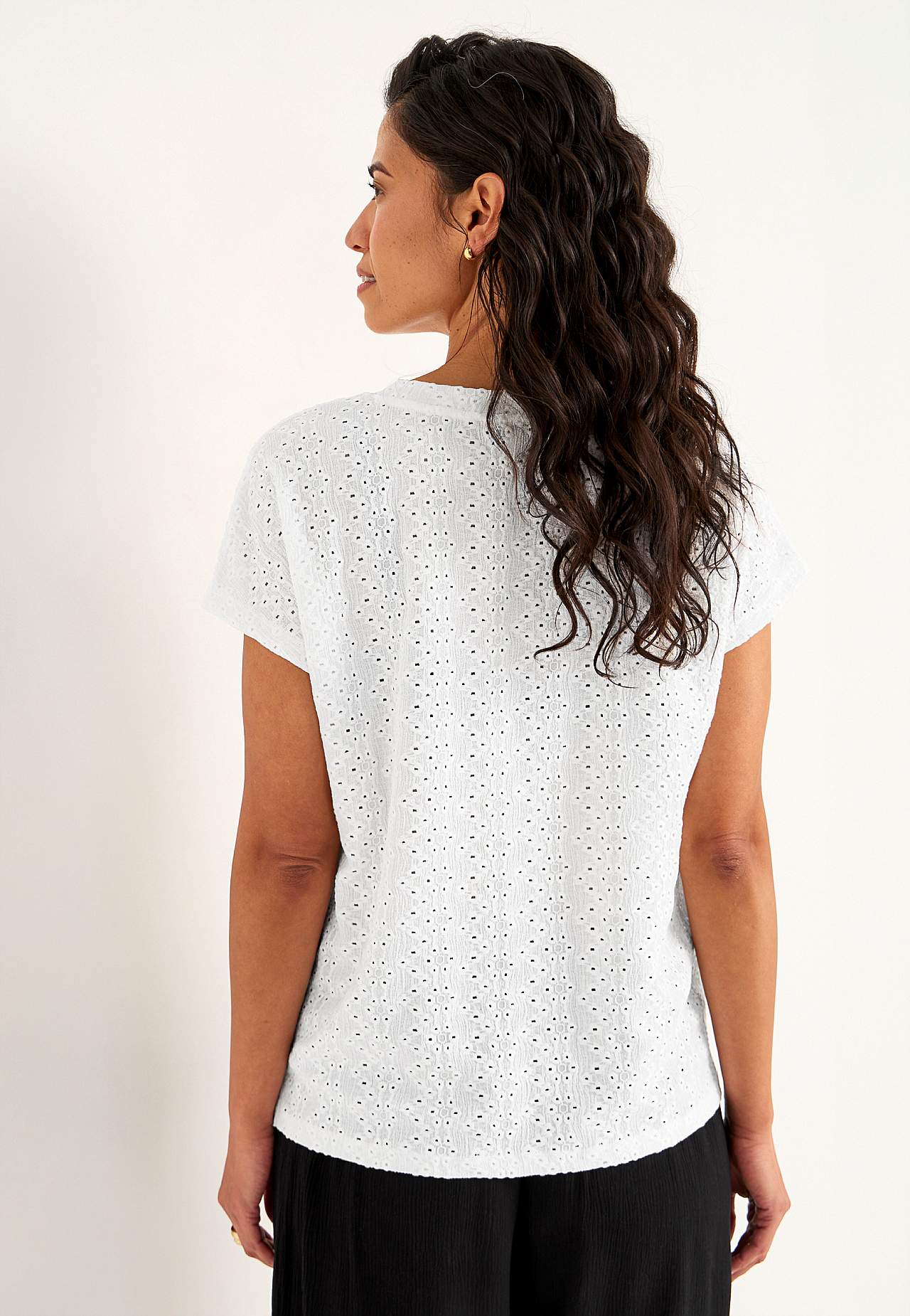 Žerzejový top s dírkovou výšivkou