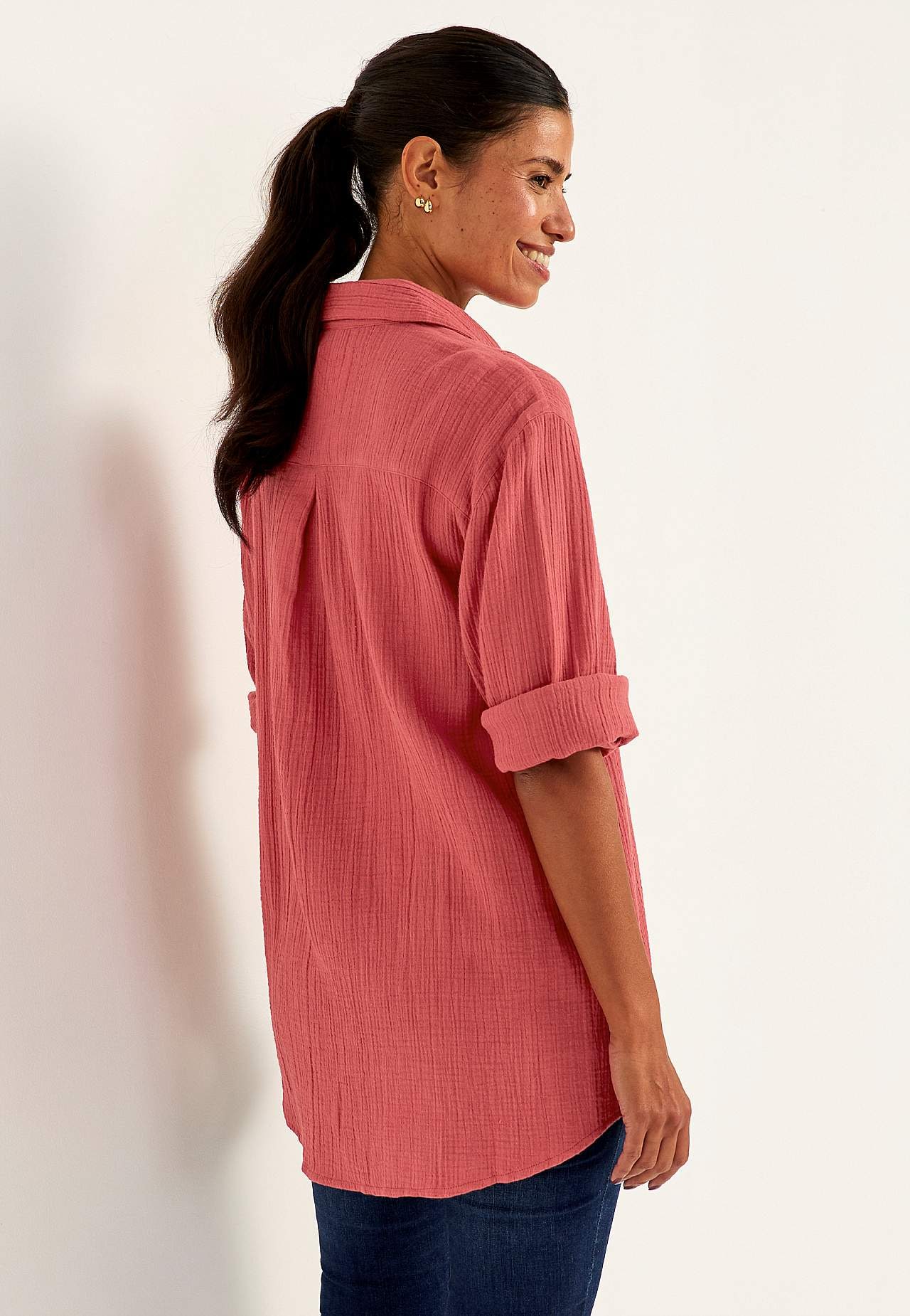 Dlouhá košile ze zvrásněné bavlny