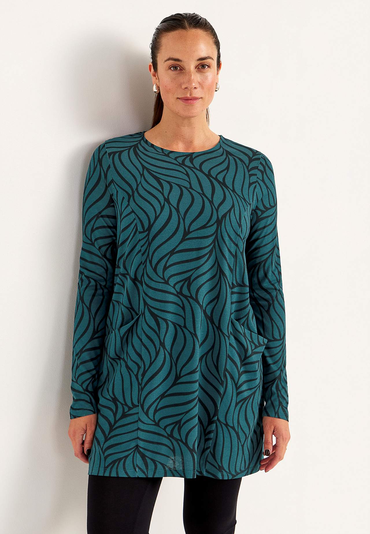 Žerzejová tunika s kapsami