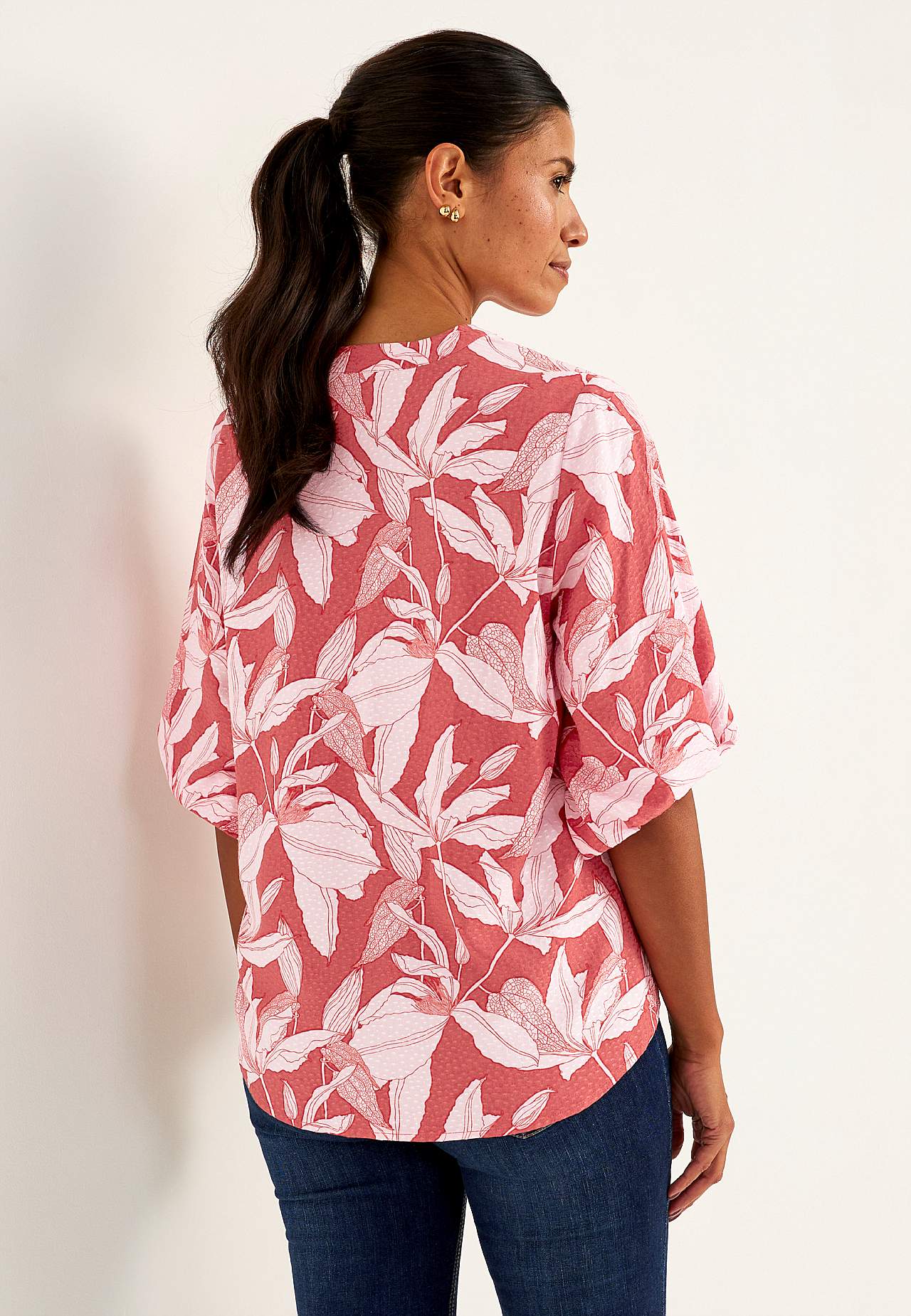 Tkaná blůza s balónovým rukávem