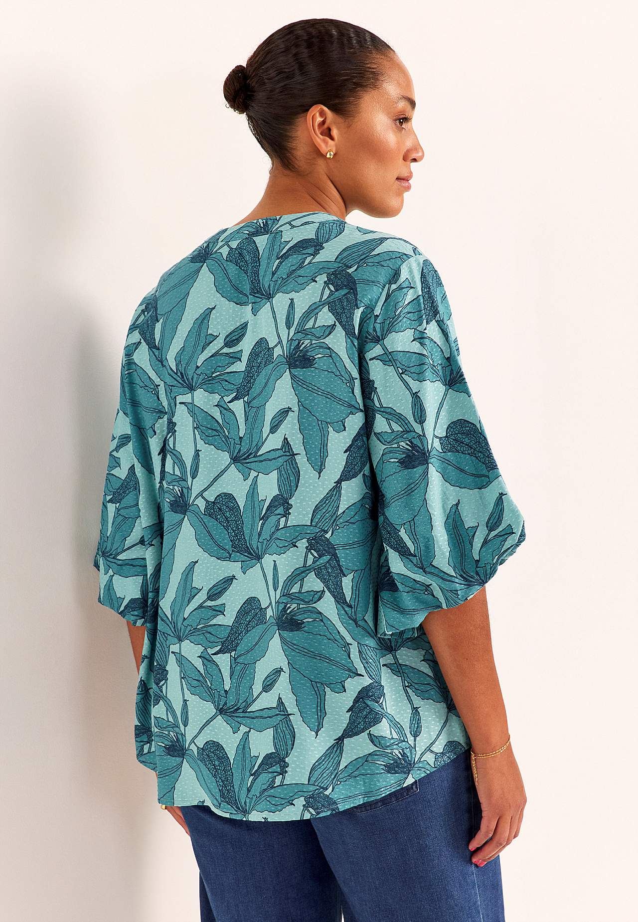 Tkaná blůza s balónovým rukávem