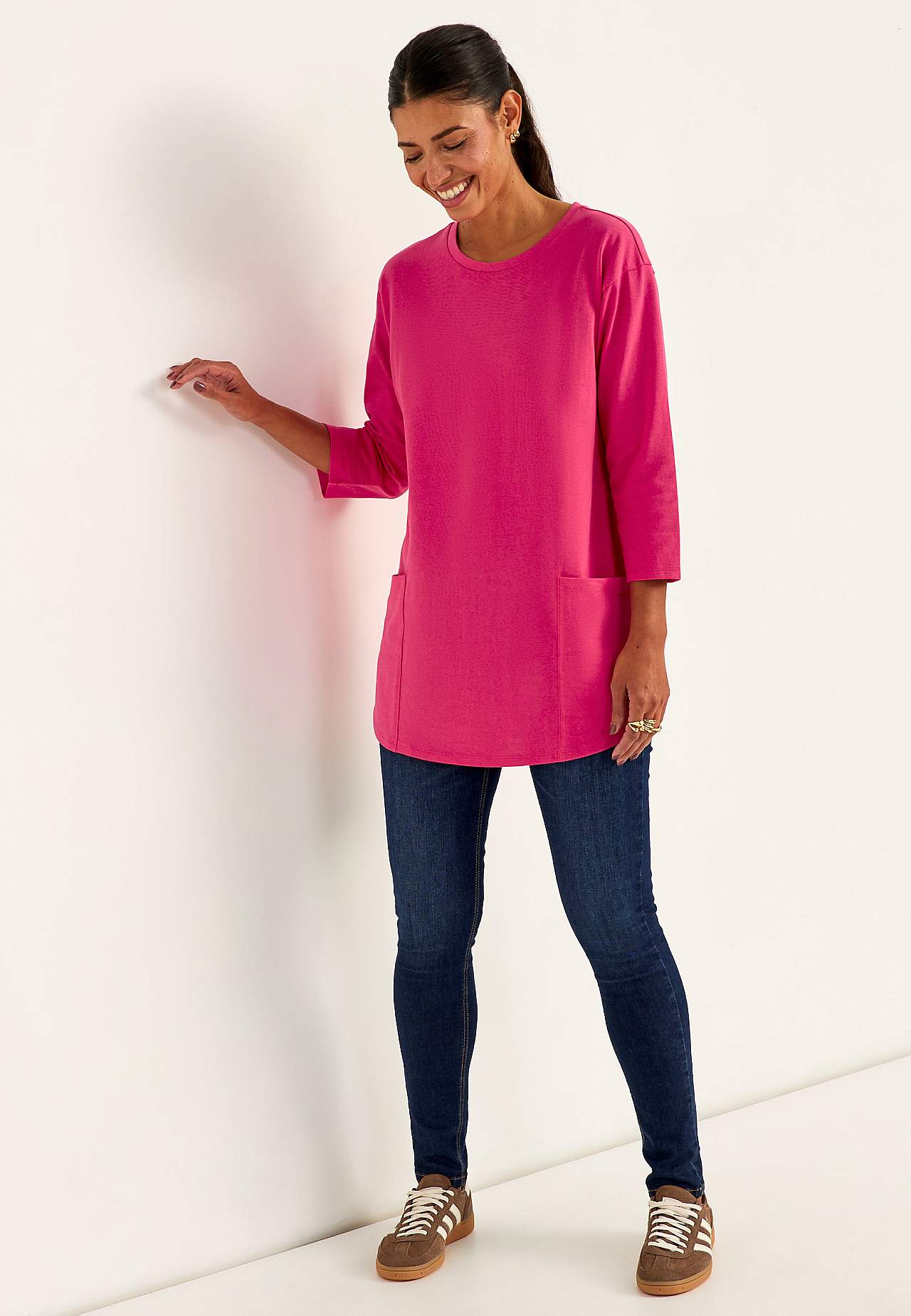 Žerzejová tunika z bio bavlny s kapsami