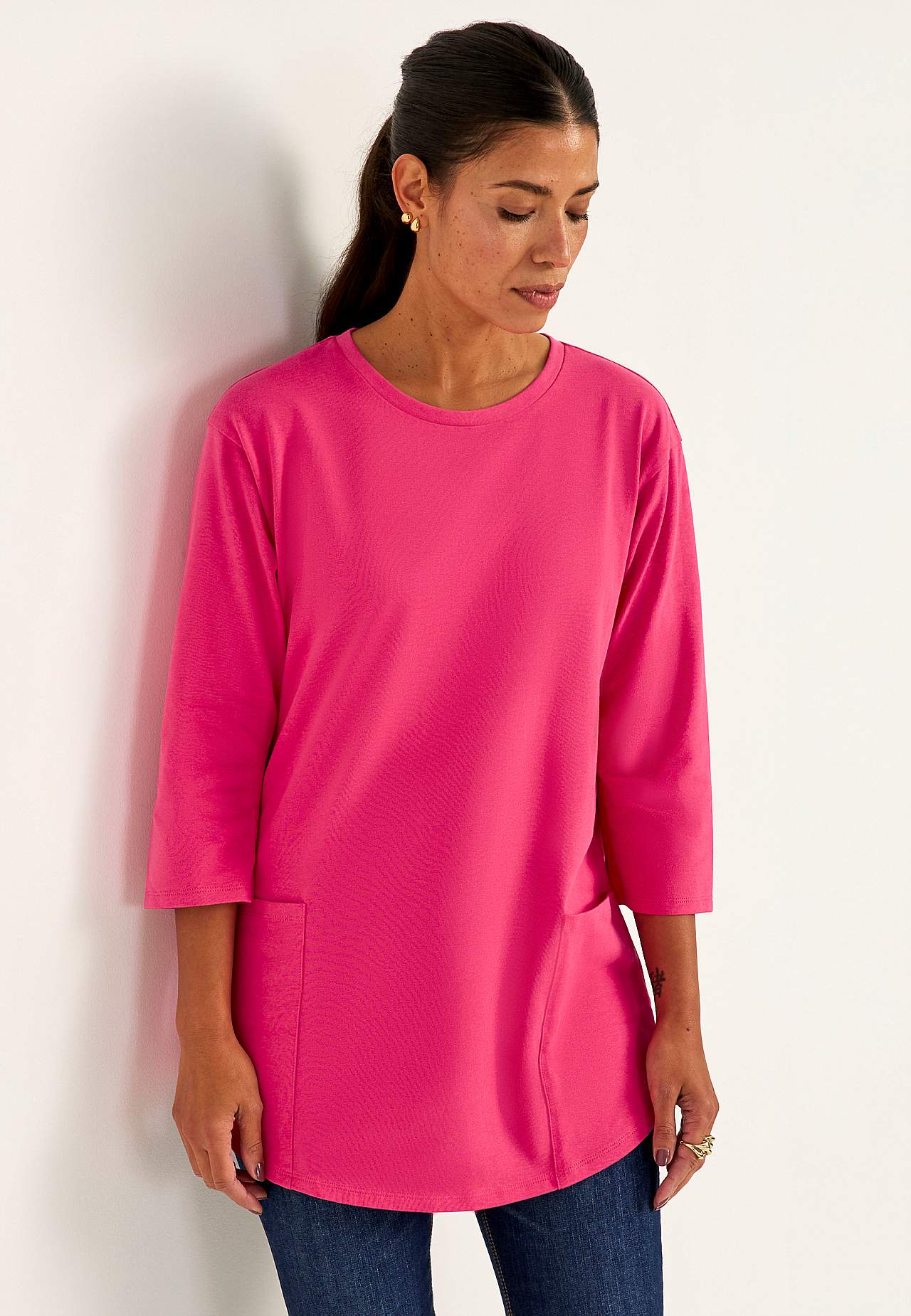 Žerzejová tunika z bio bavlny s kapsami