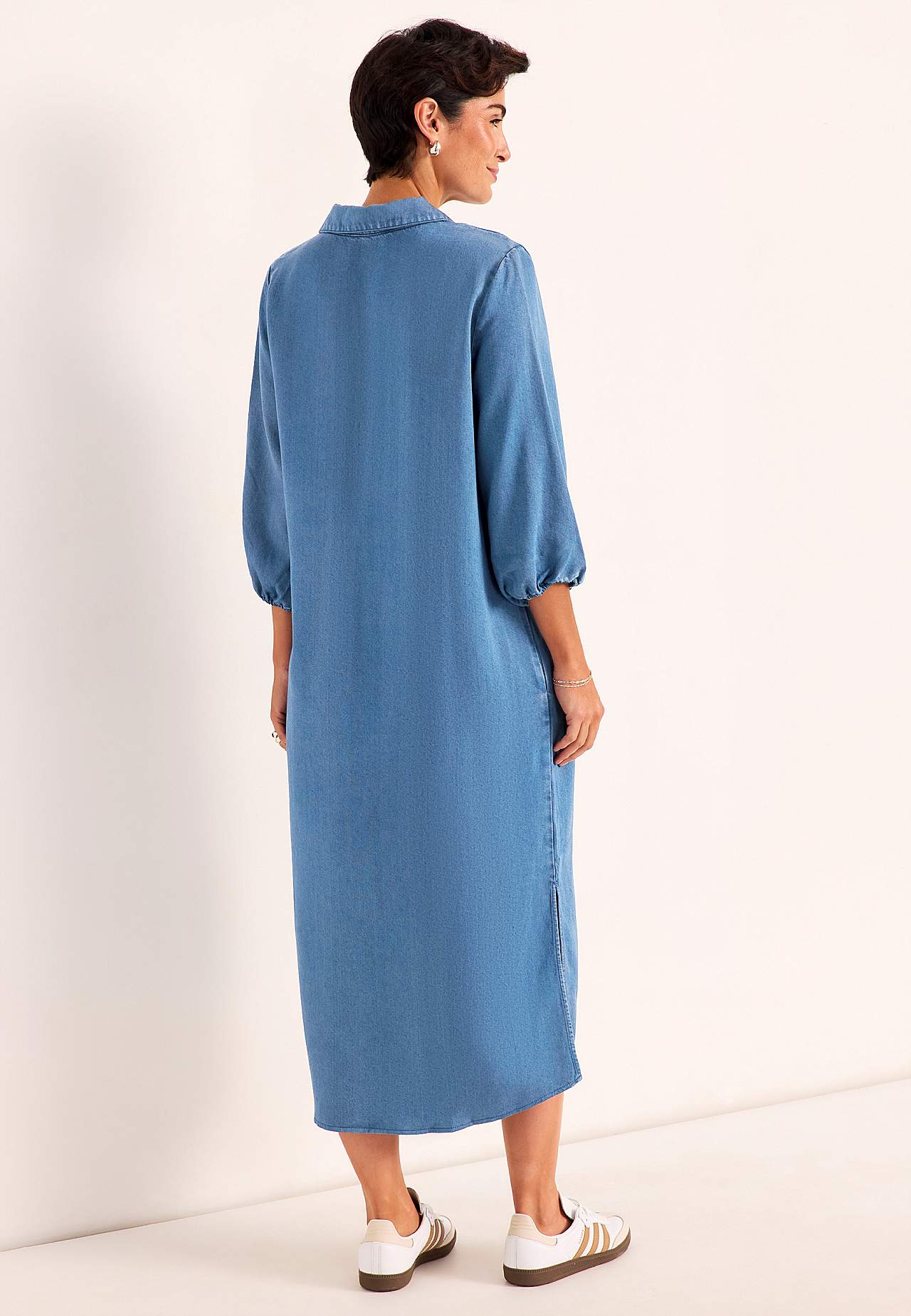 Ultraměkké Premium džínové šaty s límcem