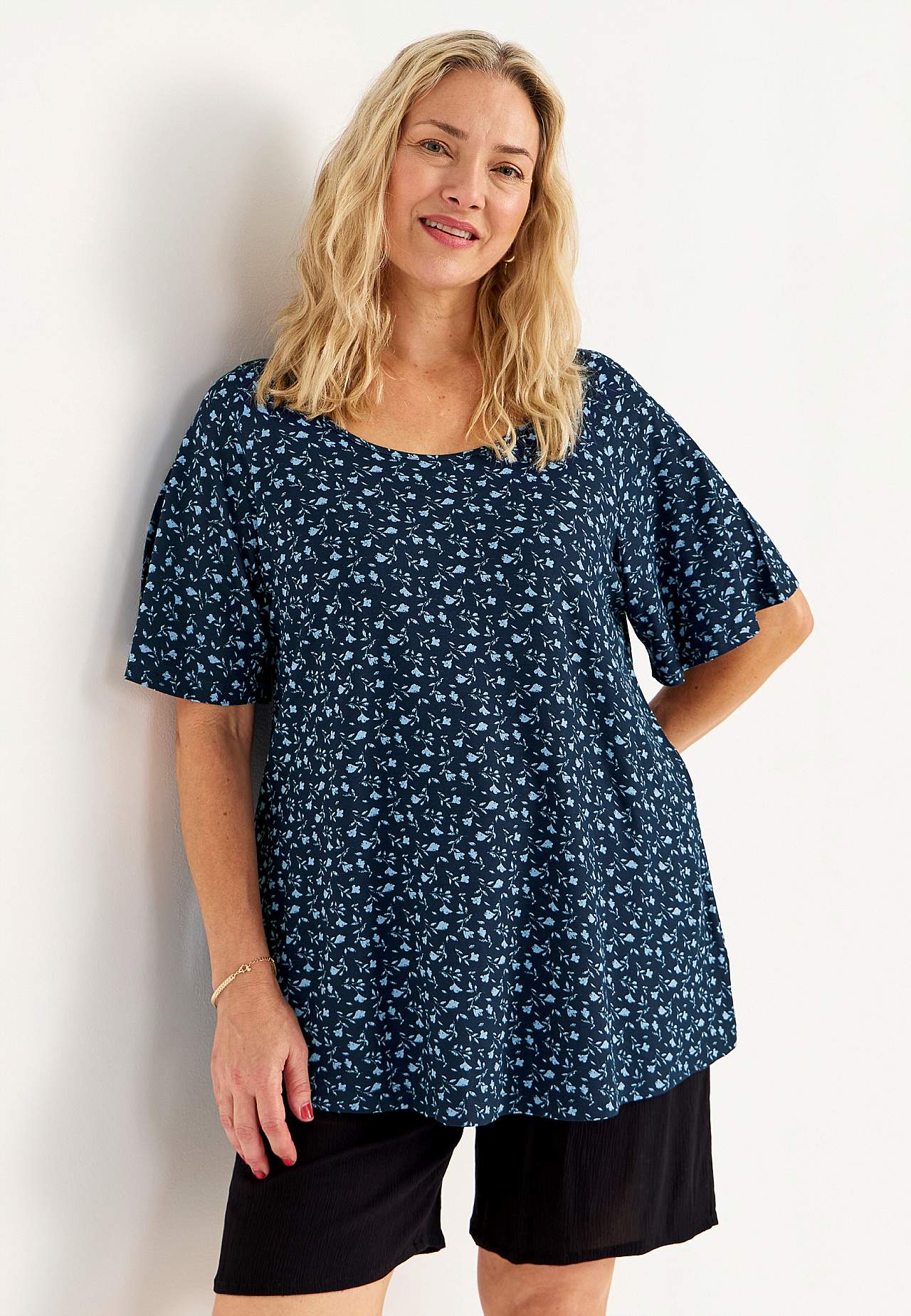 Žerzejová tunika s květinovým vzorem