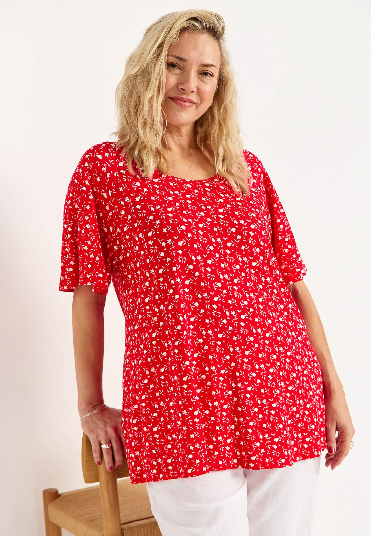 Žerzejová tunika s květinovým vzorem