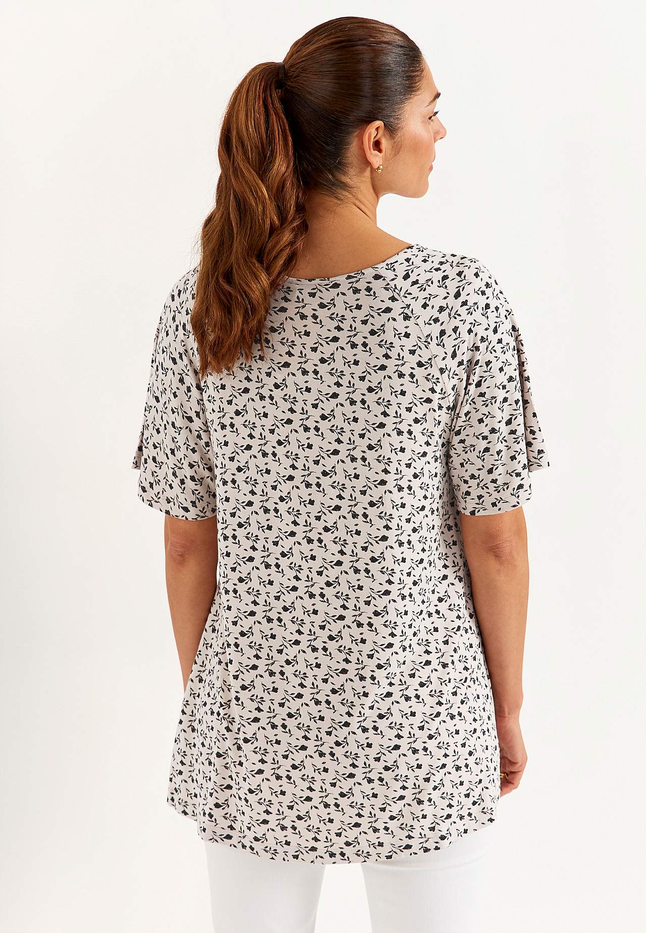 Žerzejová tunika s květinovým vzorem