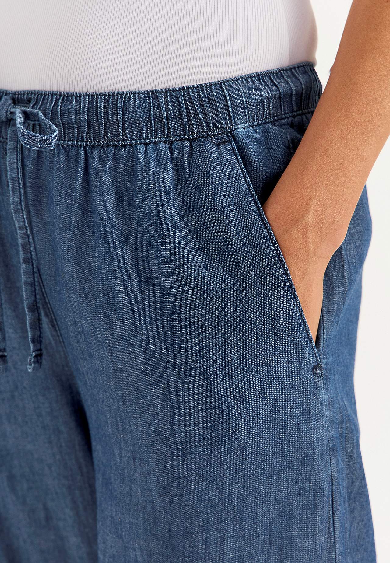 Cullotes kalhoty z měkké a vzdušné džínoviny