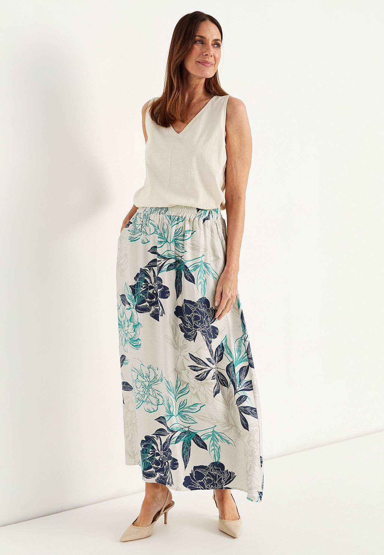 Květinová sukně s kapsami