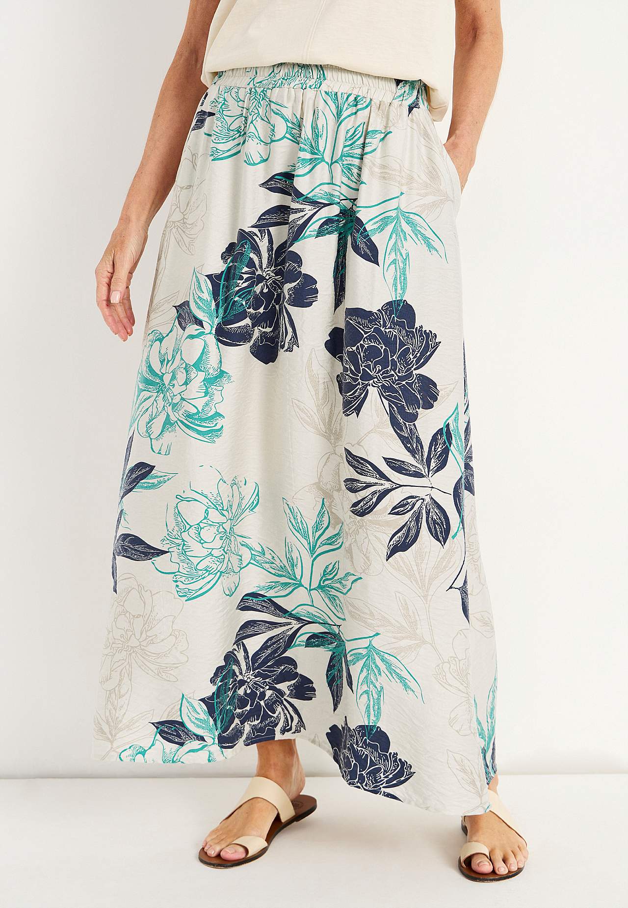 Květinová sukně s kapsami