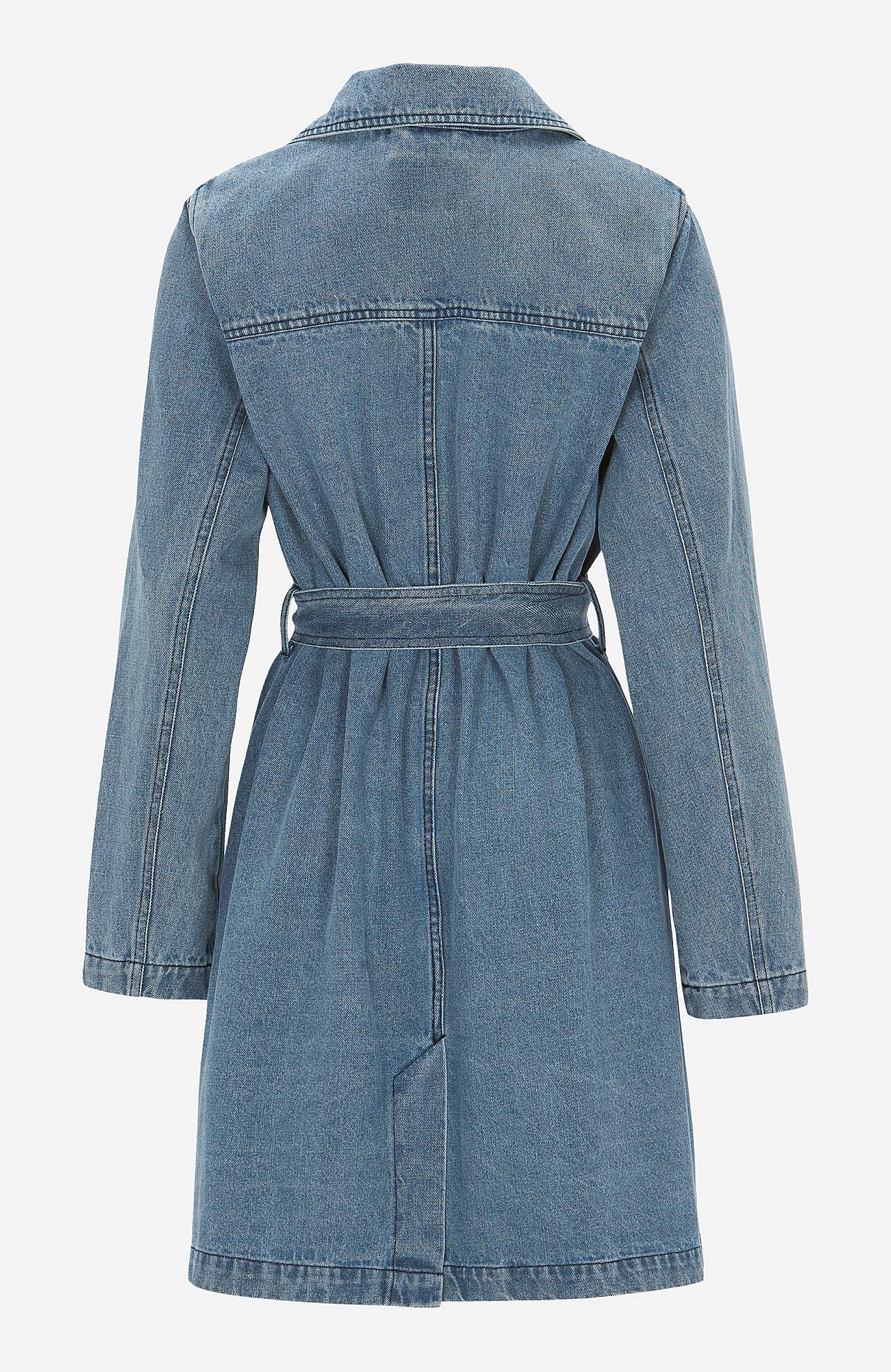 Kabát z džínoviny s páskem na uzel