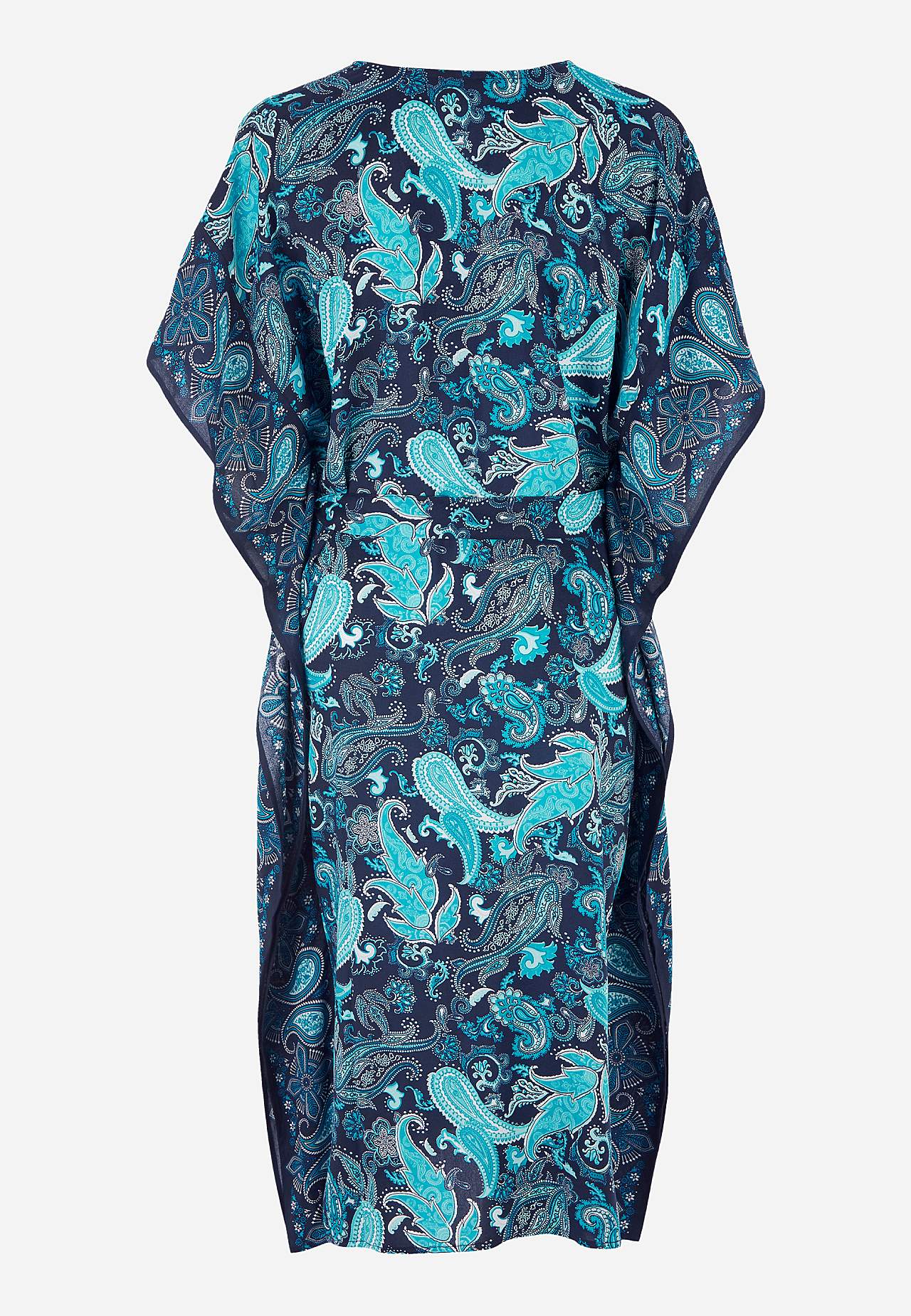 Plážový kaftan s páskem na uzel a kašmírovým vzorem