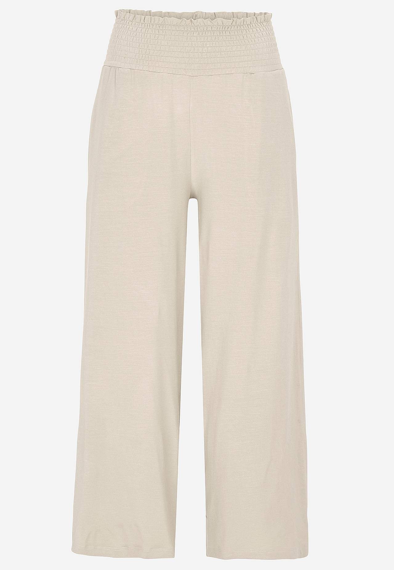 Měkké žerzejové kalhoty s ozdobně nabíraným elastickým pasem Liv