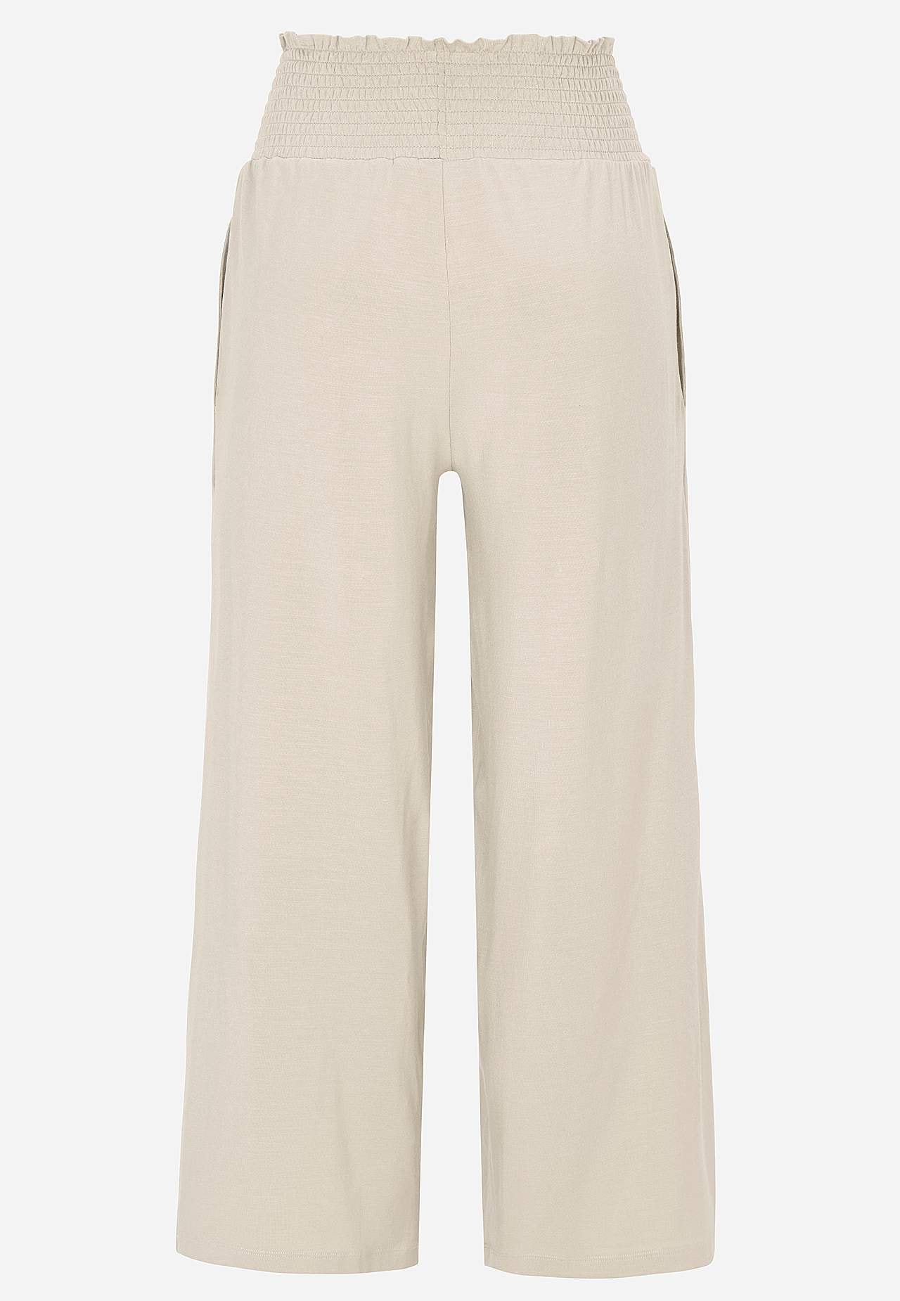 Měkké žerzejové kalhoty s ozdobně nabíraným elastickým pasem Liv