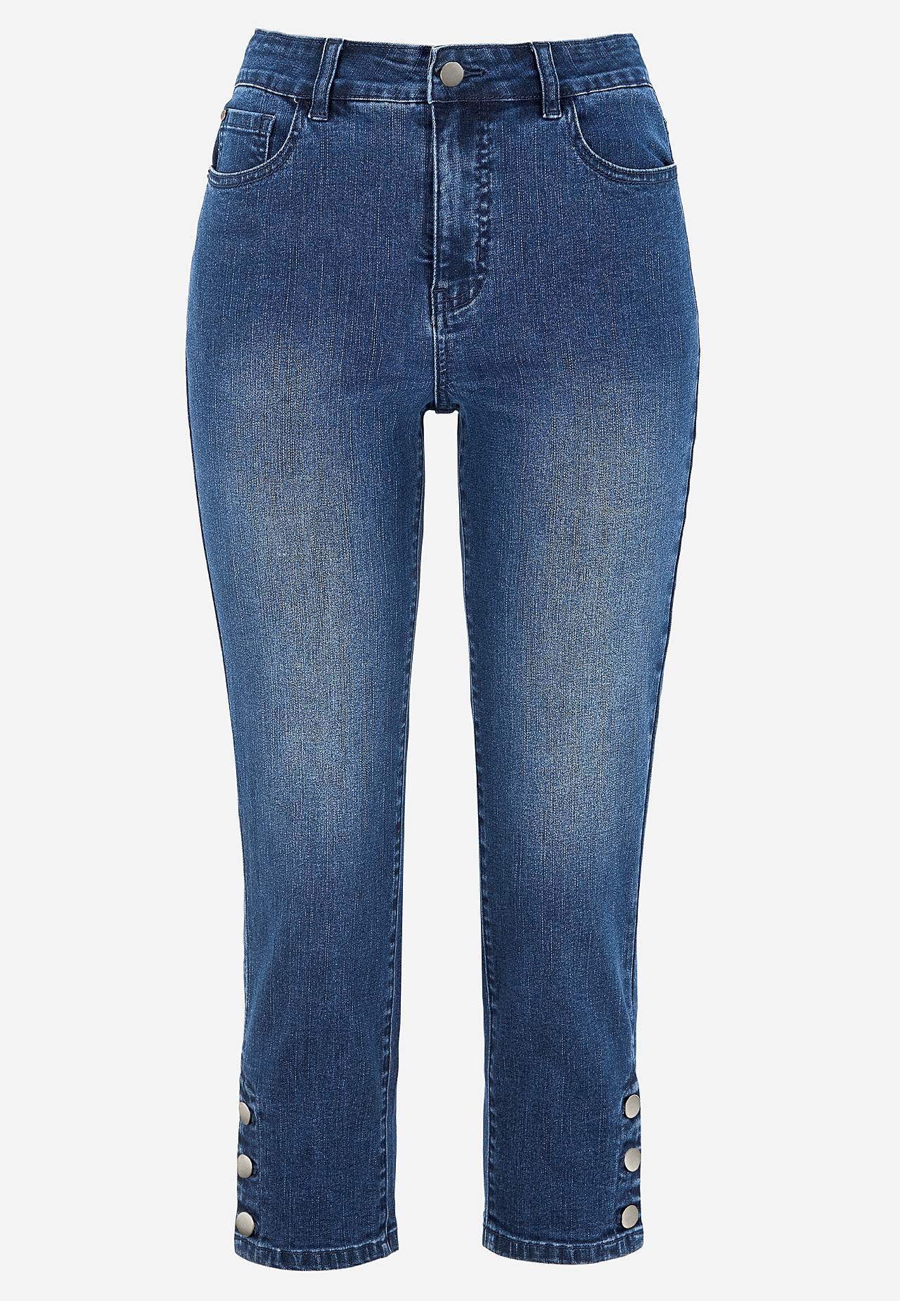 Crop džíny s designem s pěti kapsami