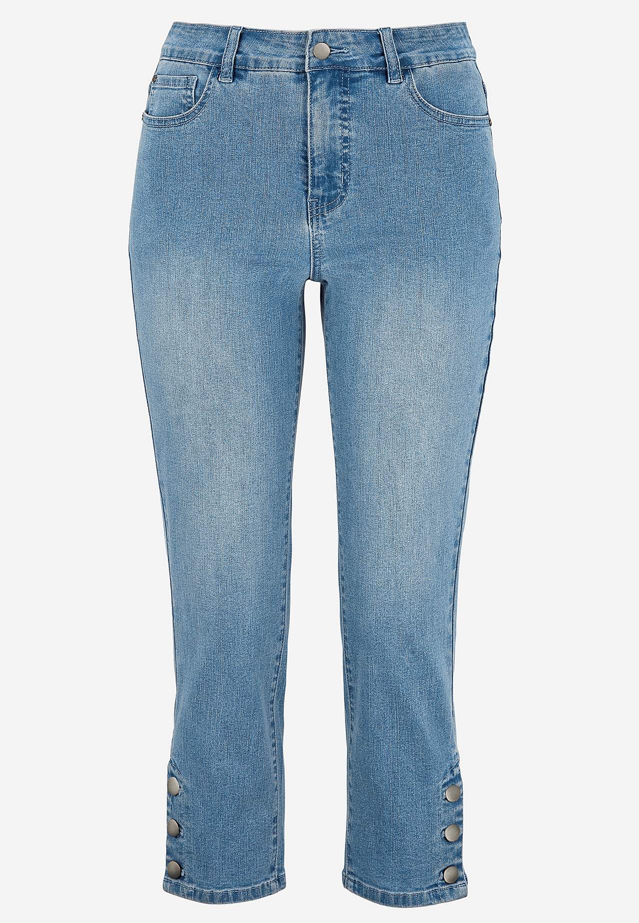 Crop džíny s designem s pěti kapsami