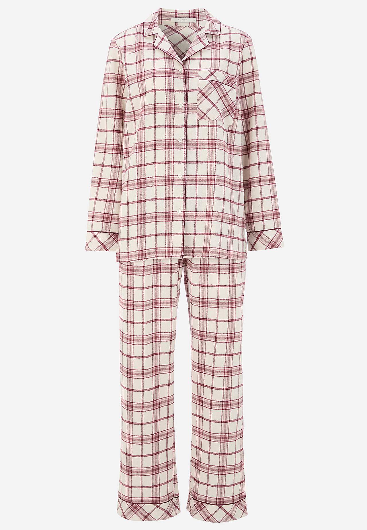 Mřížkované pyžamo z flanelu
