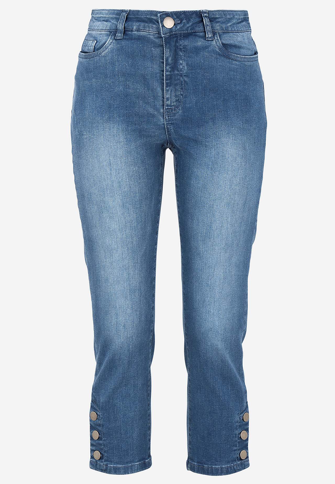 Crop džíny s designem s pěti kapsami