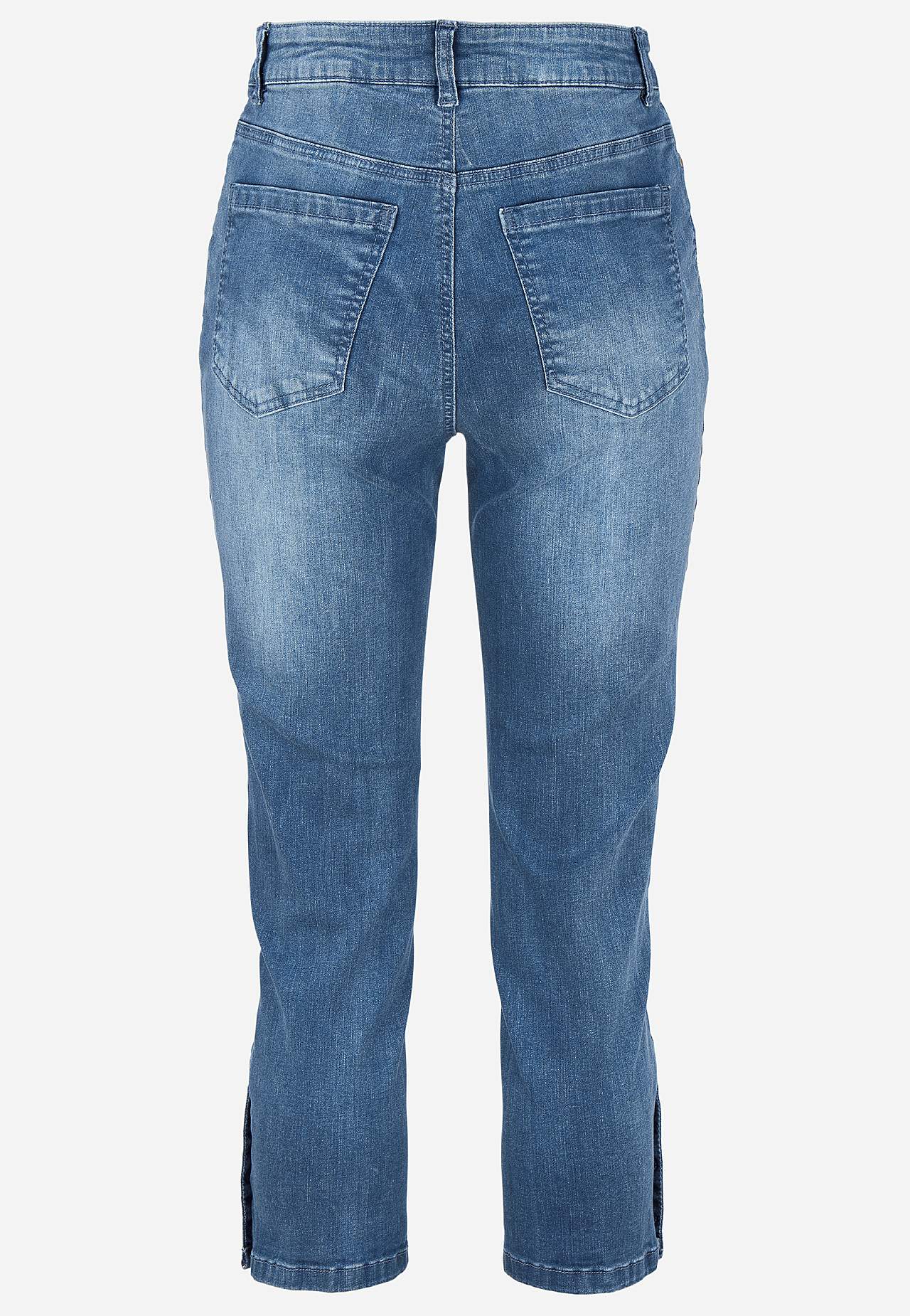 Crop džíny s designem s pěti kapsami
