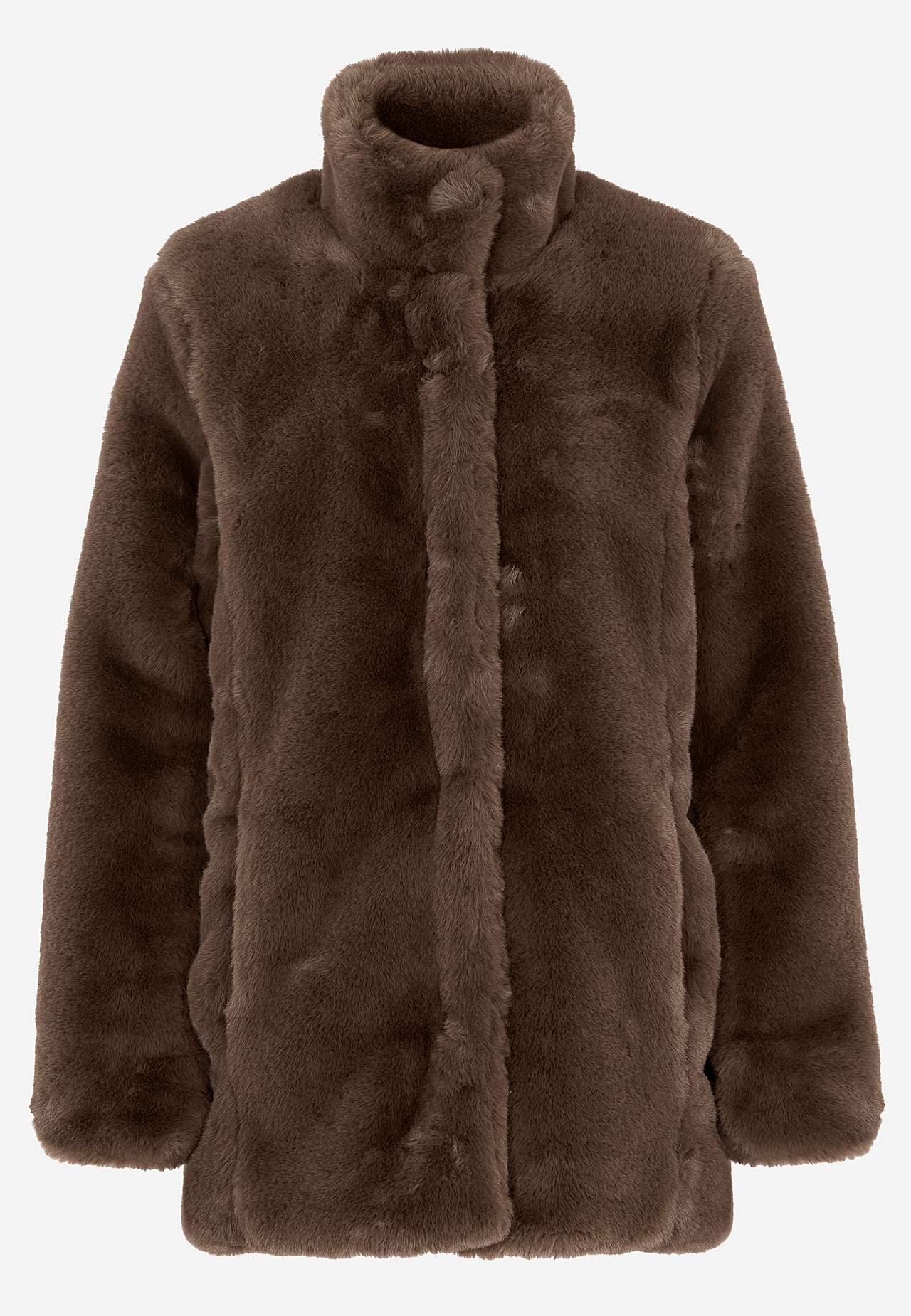 Kabát s měkkým imitací kožešiny