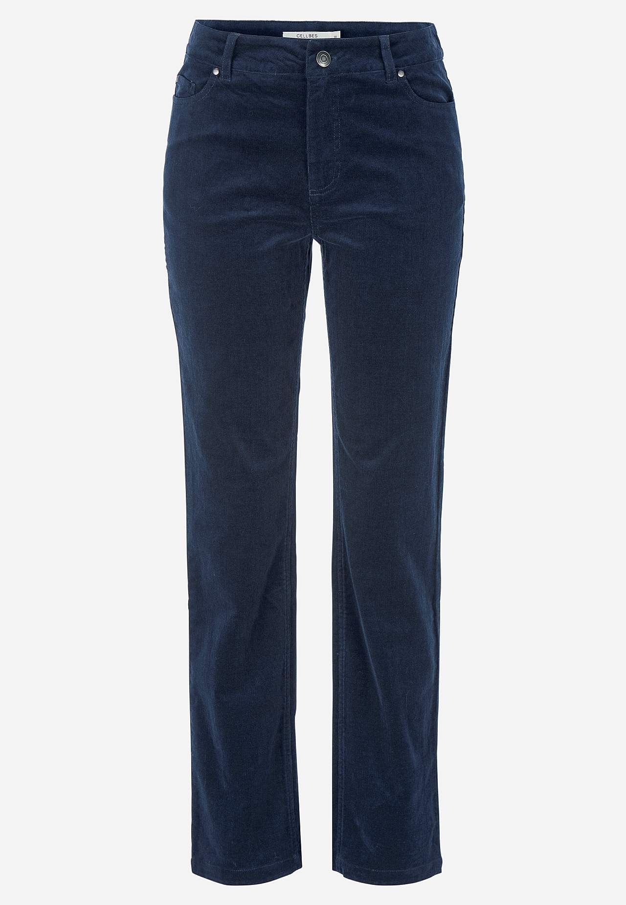 Roztažitelné manšestrové kalhoty s rovnými nohavicemi