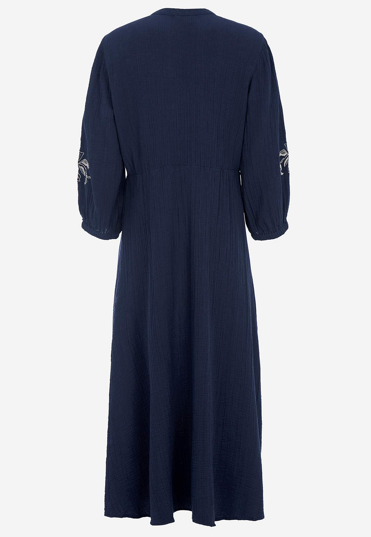 Šaty ze zvrásněné bavlny s výšivkou