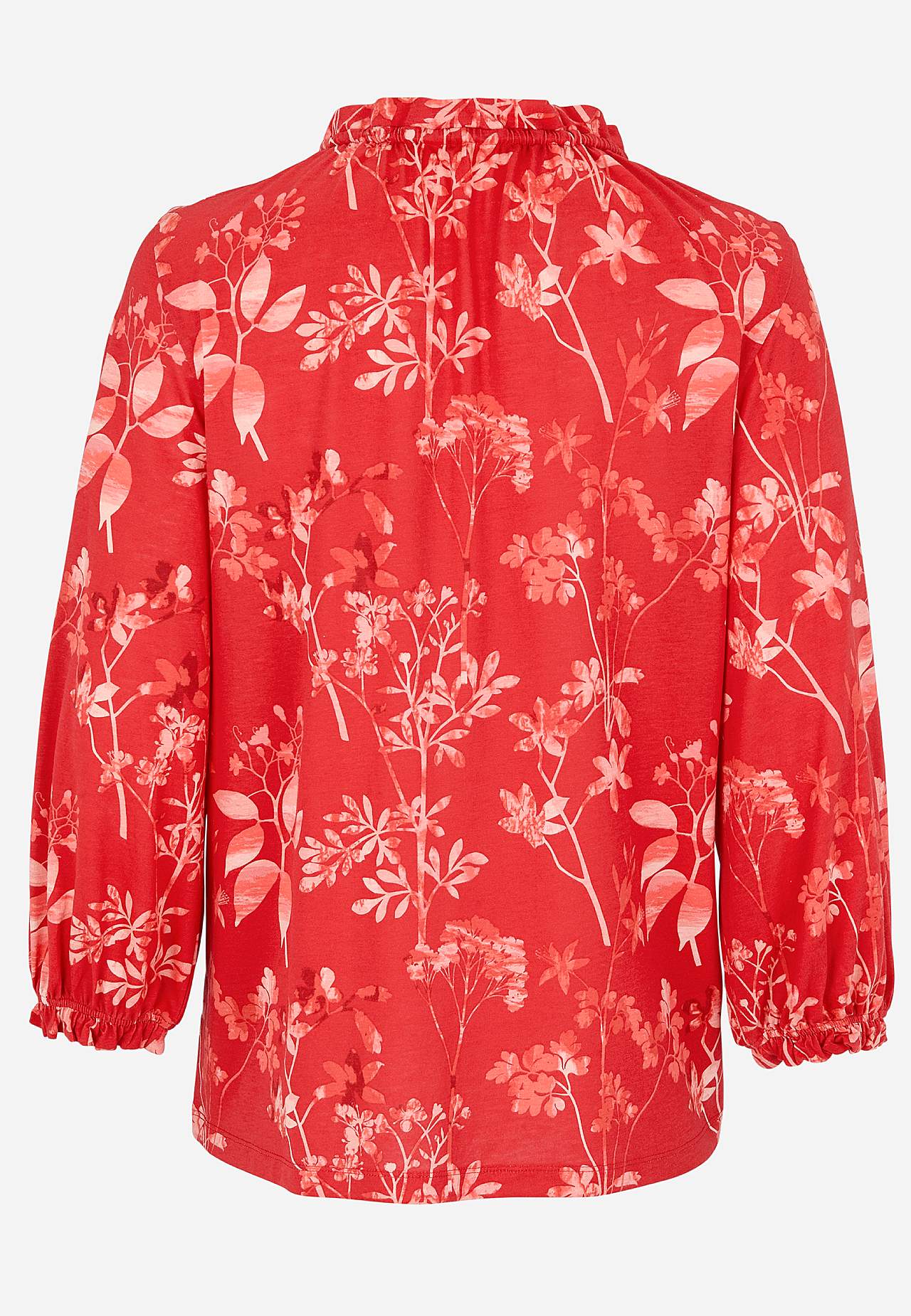 Vzorovaný žerzejový top s volánkovým okrajem