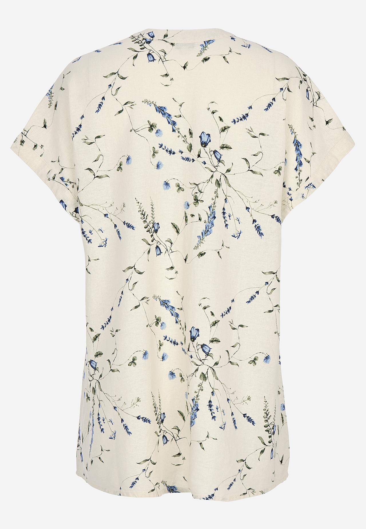 Květinová lněná tunika s knoflíky
